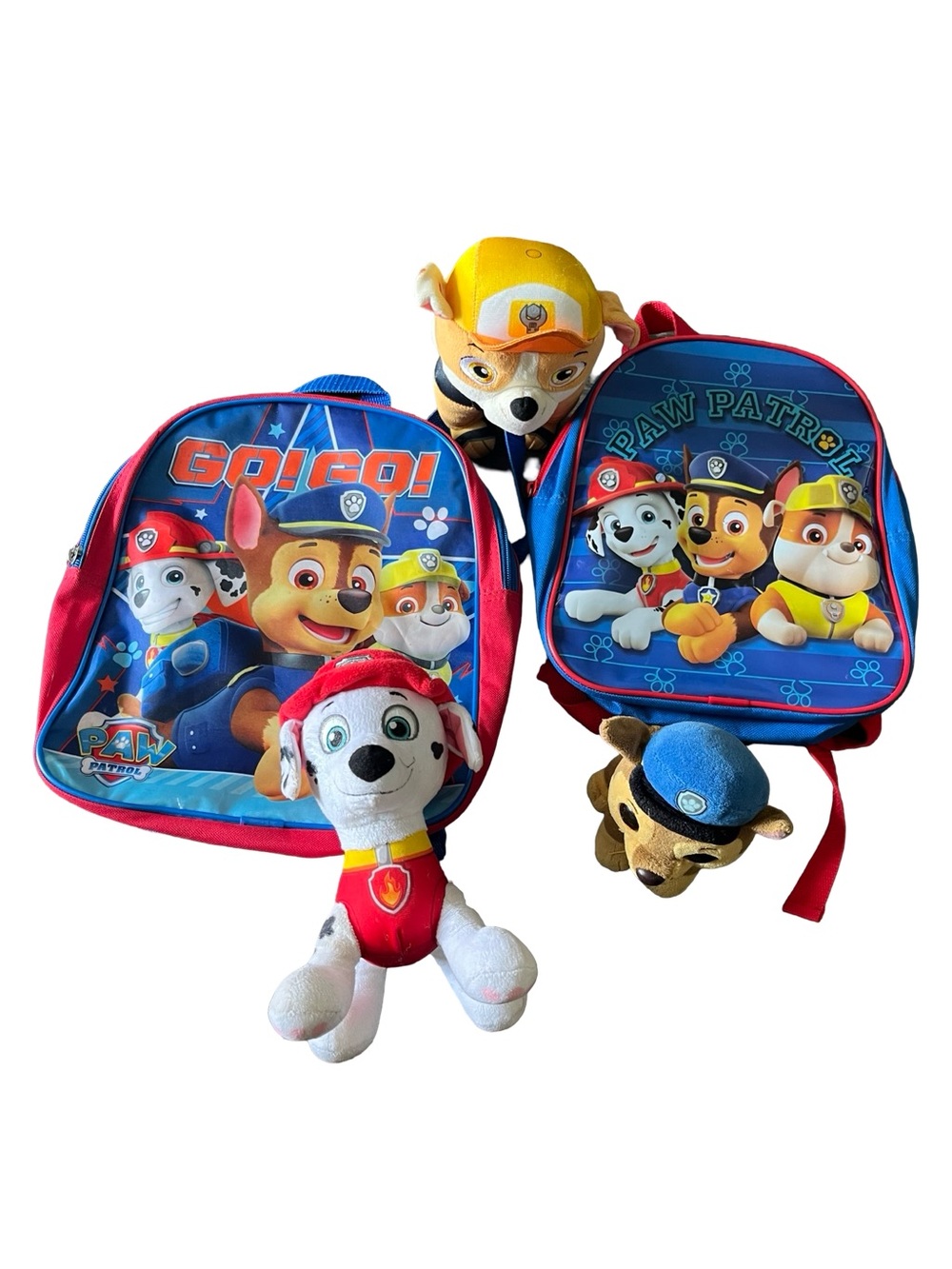 Paw Patrol Kids Backpack Duo with Plush Puppies - Blue, Red, Yellowpaw Patrol